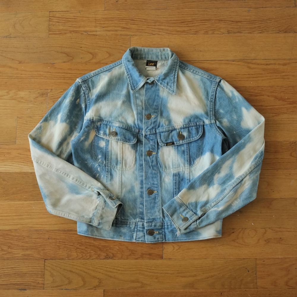 Lee Denim Jacket Mens Blue Bleach‎ Cloud Wash Vintage Trucker Grunge Size M L